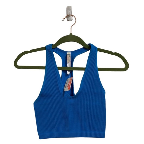 Free People Varsity Blue Throw Crop Top Sz M NWT - Picture 2 of 12